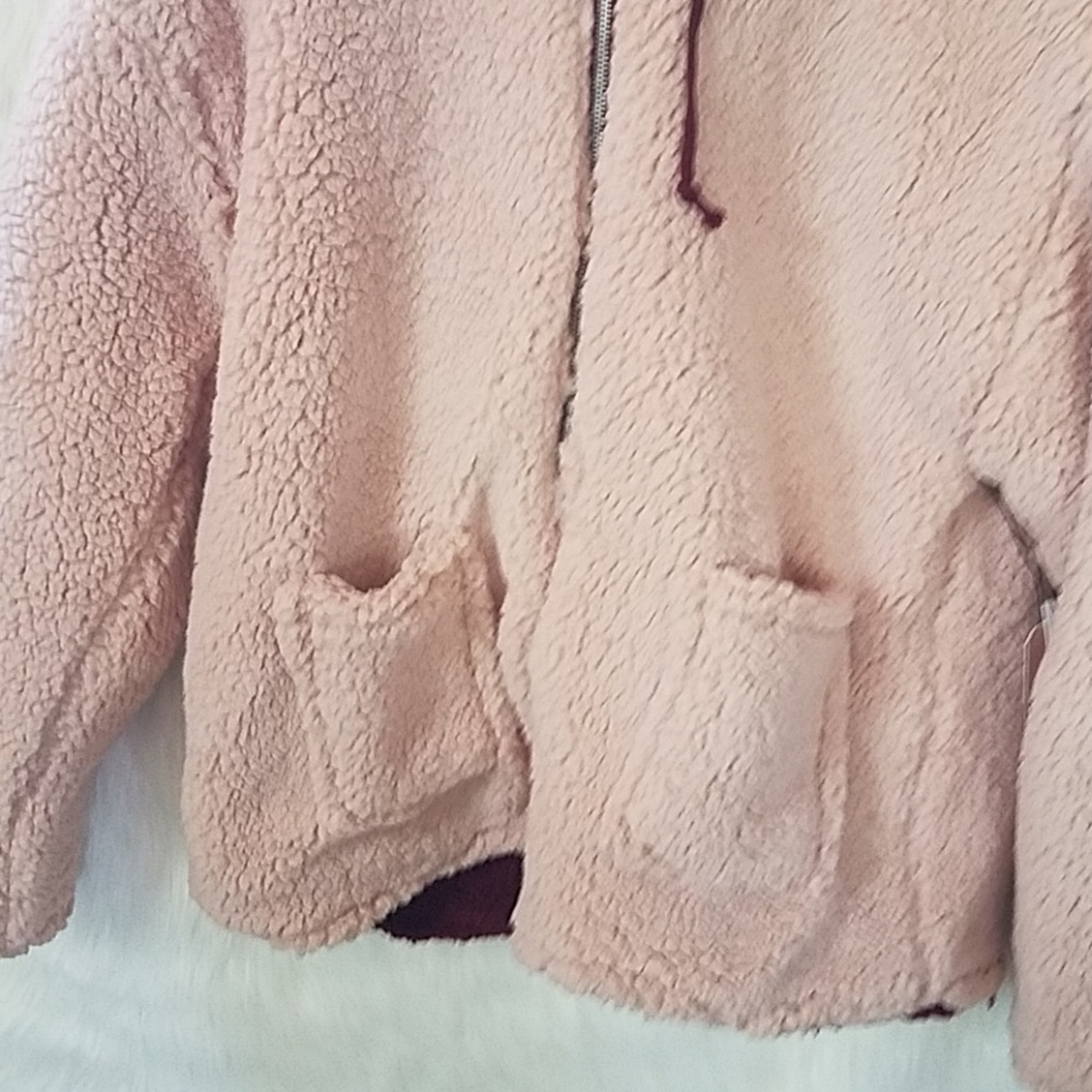 Wine & Pink Reversible Sherpa Coat - Picture 8 of 8